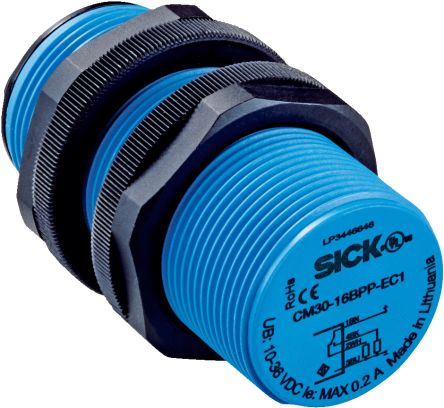 Датчик приближения SICK CM30-16BNP-EC1 с резьбовым корпусом, 16 мм, M30 x 1 NPN 200mA 30V 30 V dc